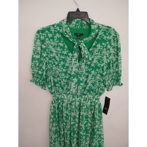 R & k  puff sleeve tie front dress Green Size 12 Boho Peasant Feminine - Picture 3 of 9